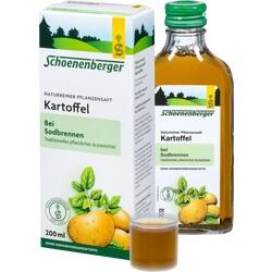 Kartoffelsaftflasche und -verpackung für Sodbrennen von Schoenenberger.