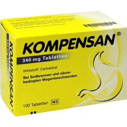 Gelbe Schachtel mit Tabletten gegen Sodbrennen und Magenbeschwerden.