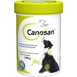 Gelbe Dose mit Hundemotiv, enthält Nahrungsergänzung für Hunde.