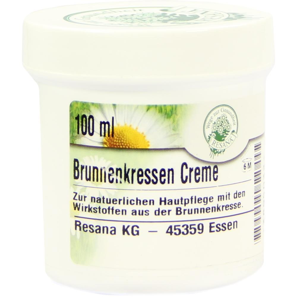 Eine weiße Dose mit Brunnenkressen Creme für Hautpflege, 100 ml.